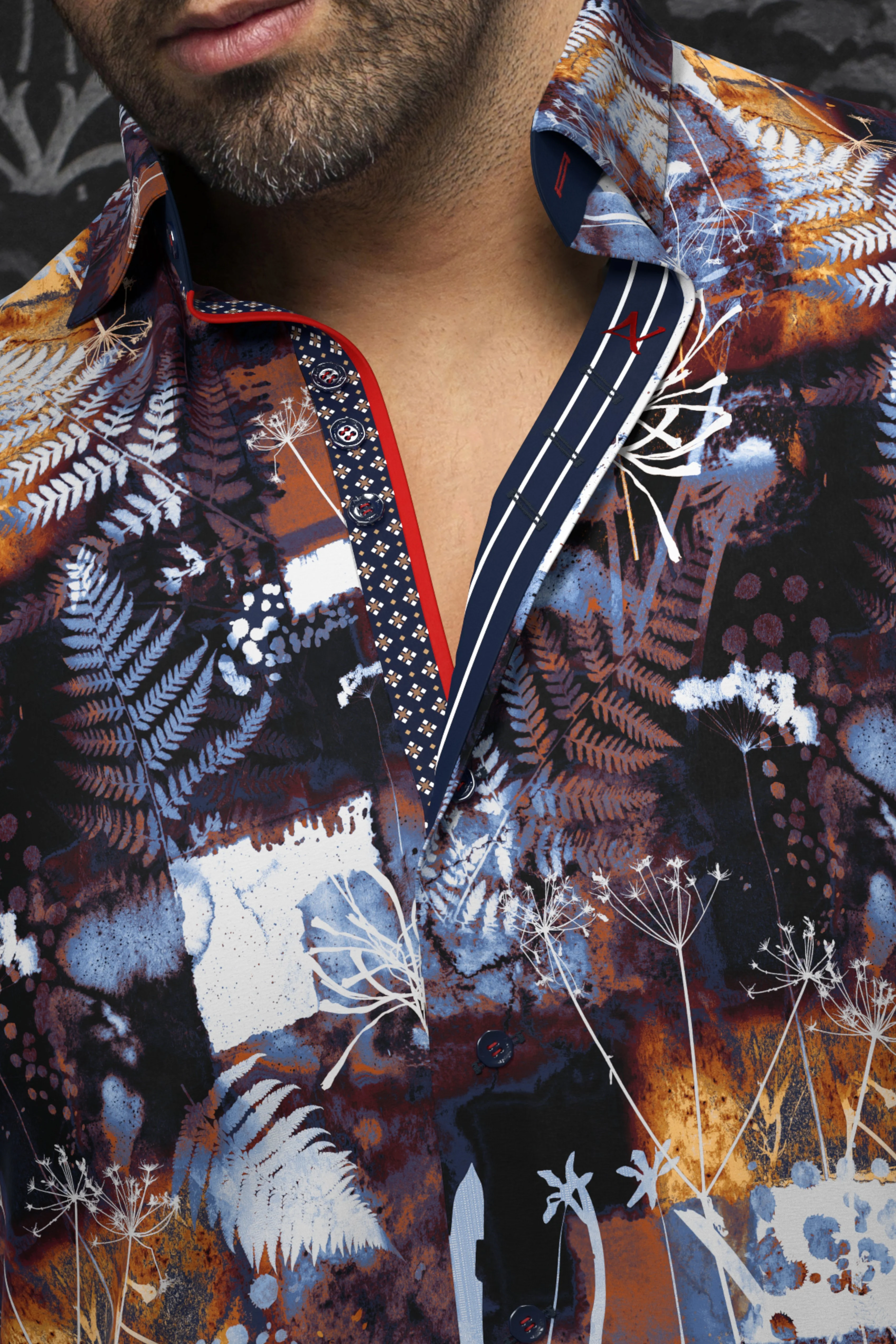 Men Au Noir Knit Shirt Olson Tobacco - Image 2