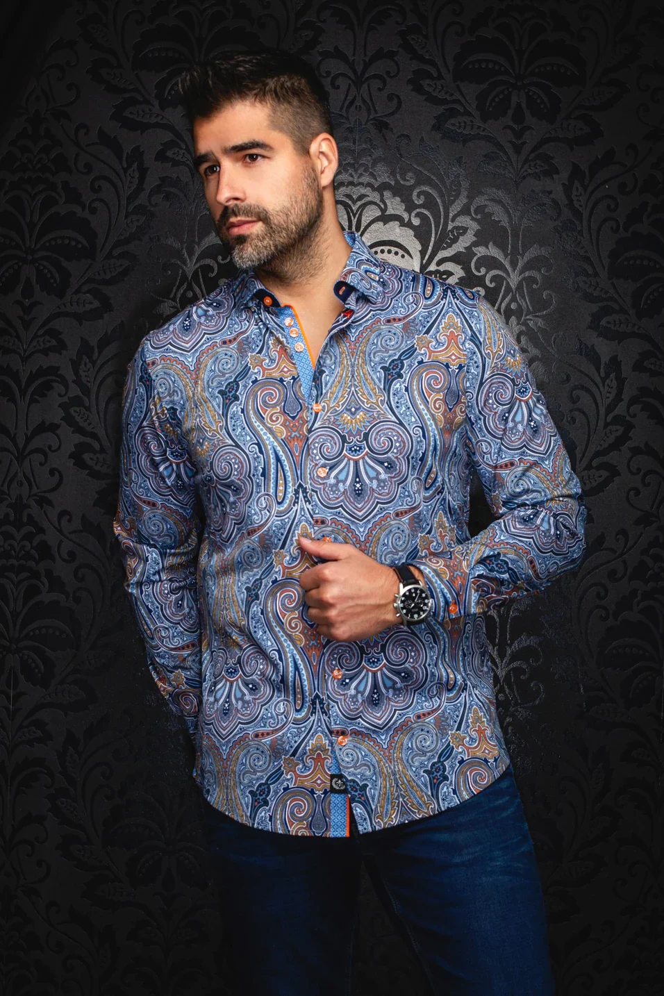 Men Au Noir Knit Shirt Mistwood Light Blue - Image 3