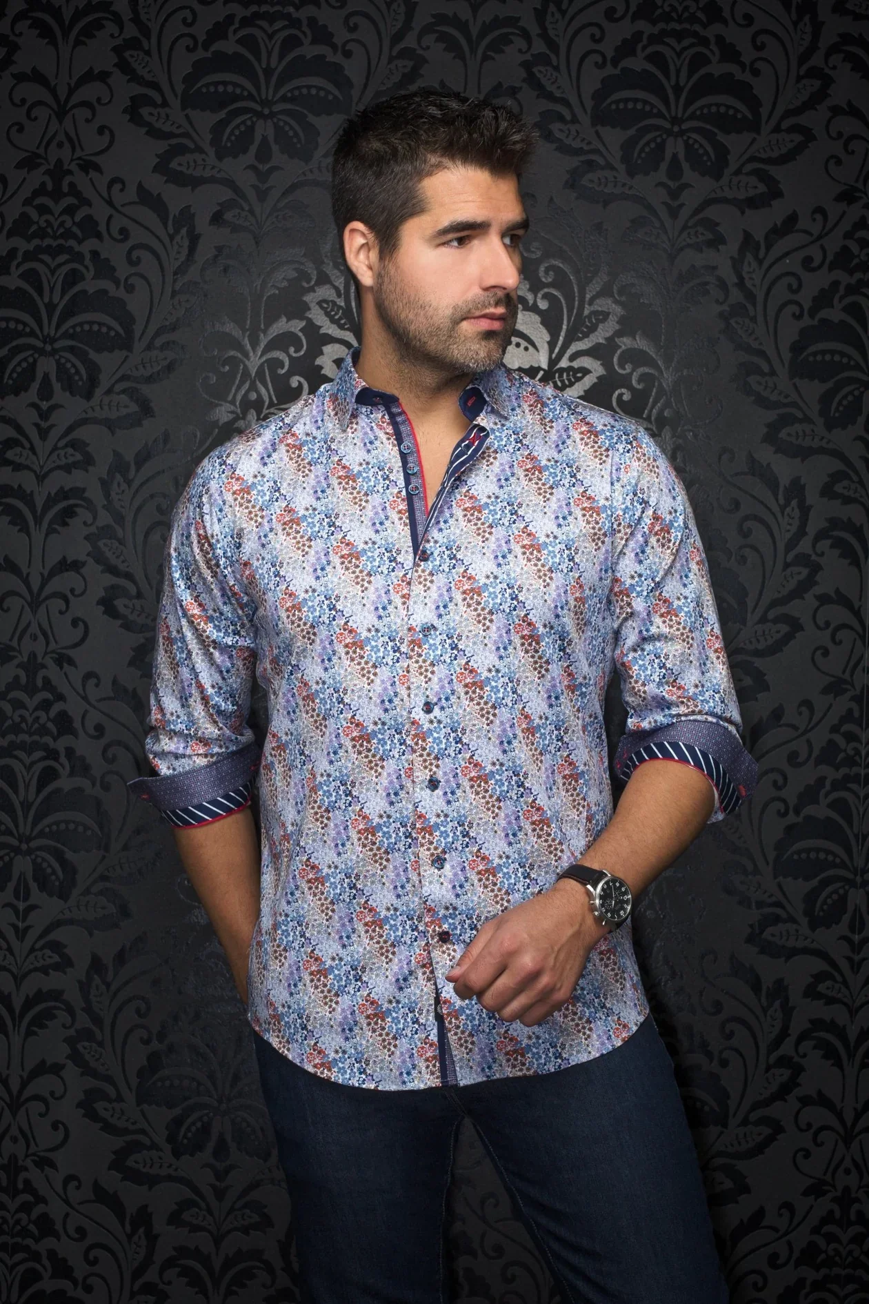 Men Au Noir Woven Shirt Morris Lavender