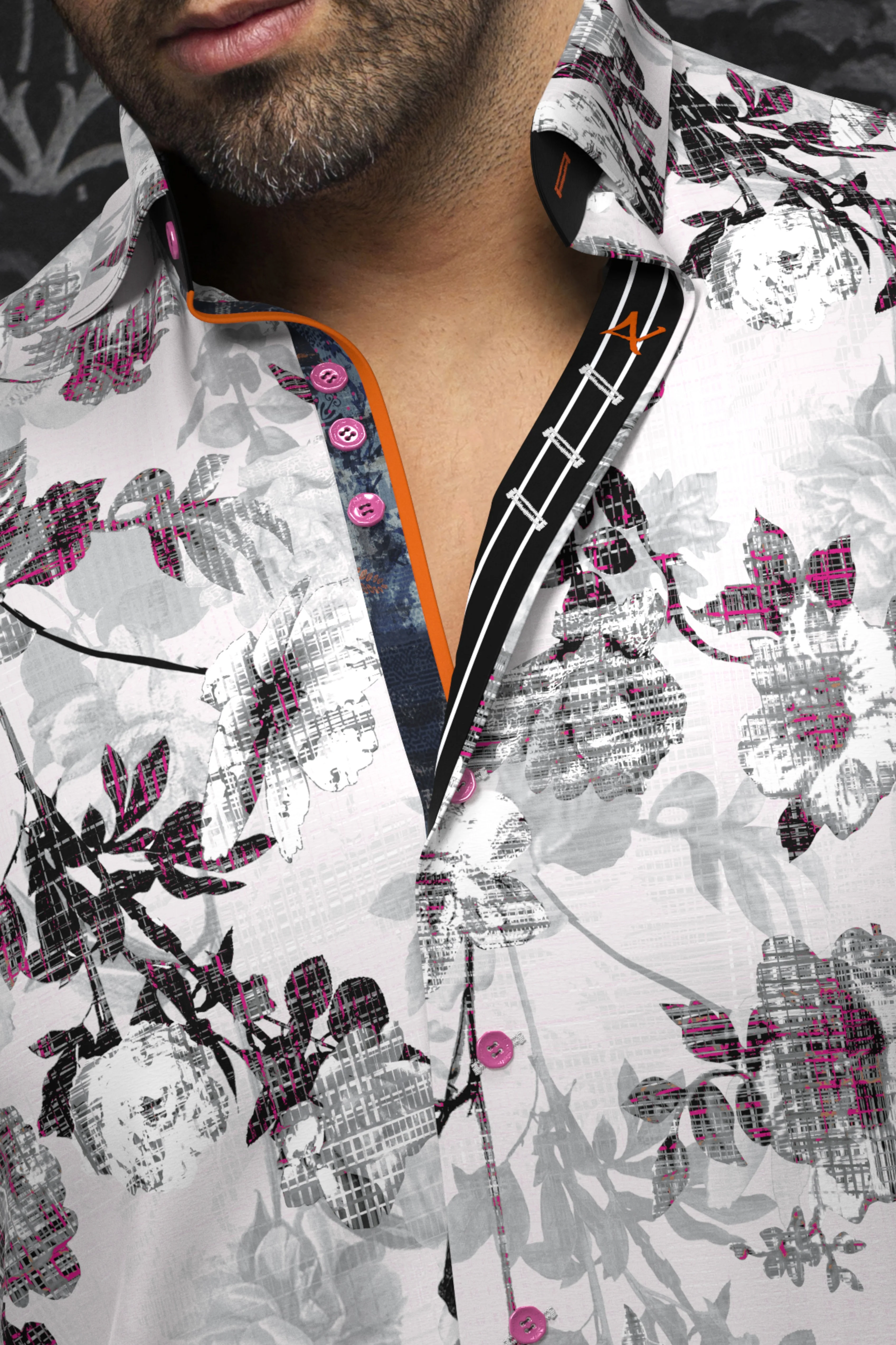 Men Au Noir Woven Shirt Peylon White Pink - Image 2