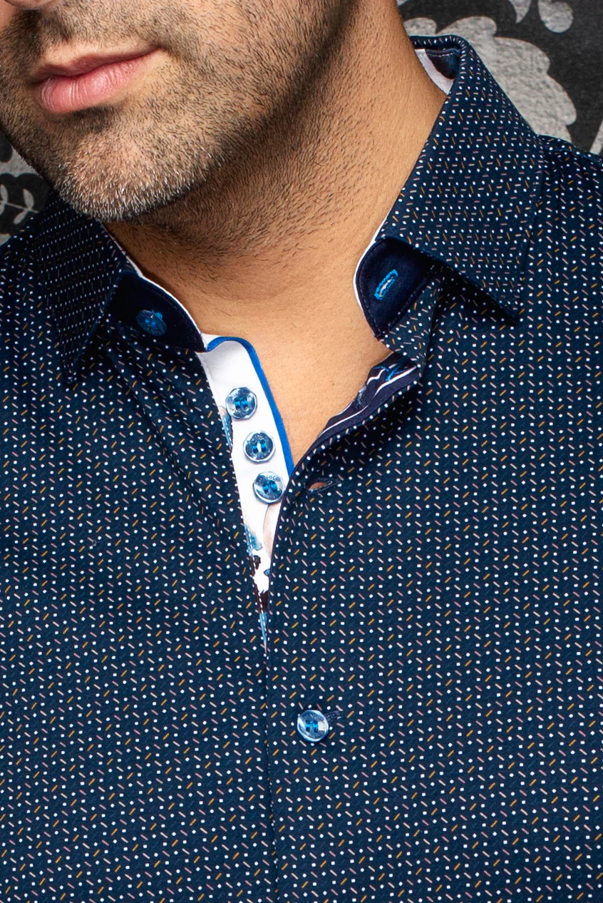 Men Au Noir Shirt (SS) Rosefield Navy/Tobacco - Image 2