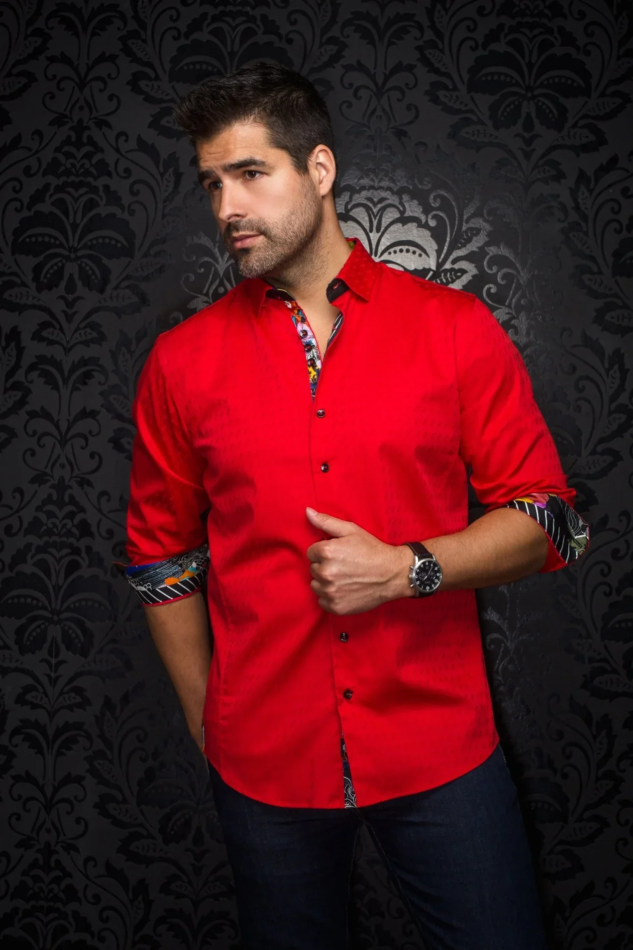 Men Au Noir Knit Shirt Wolverin Red
