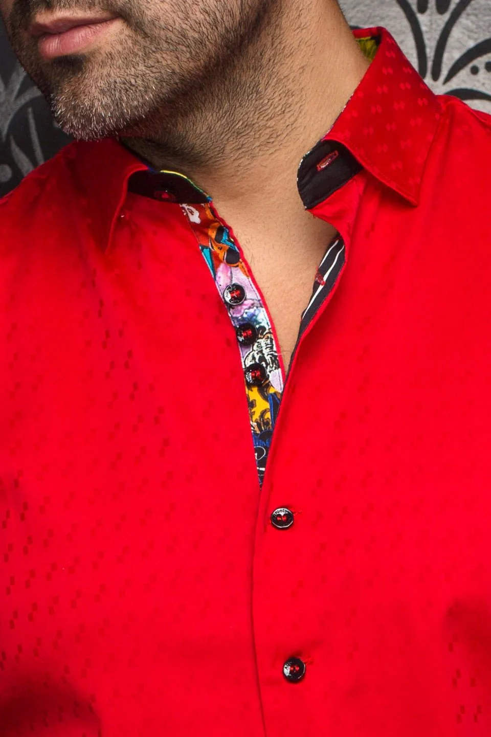 Men Au Noir Knit Shirt Wolverin Red - Image 2