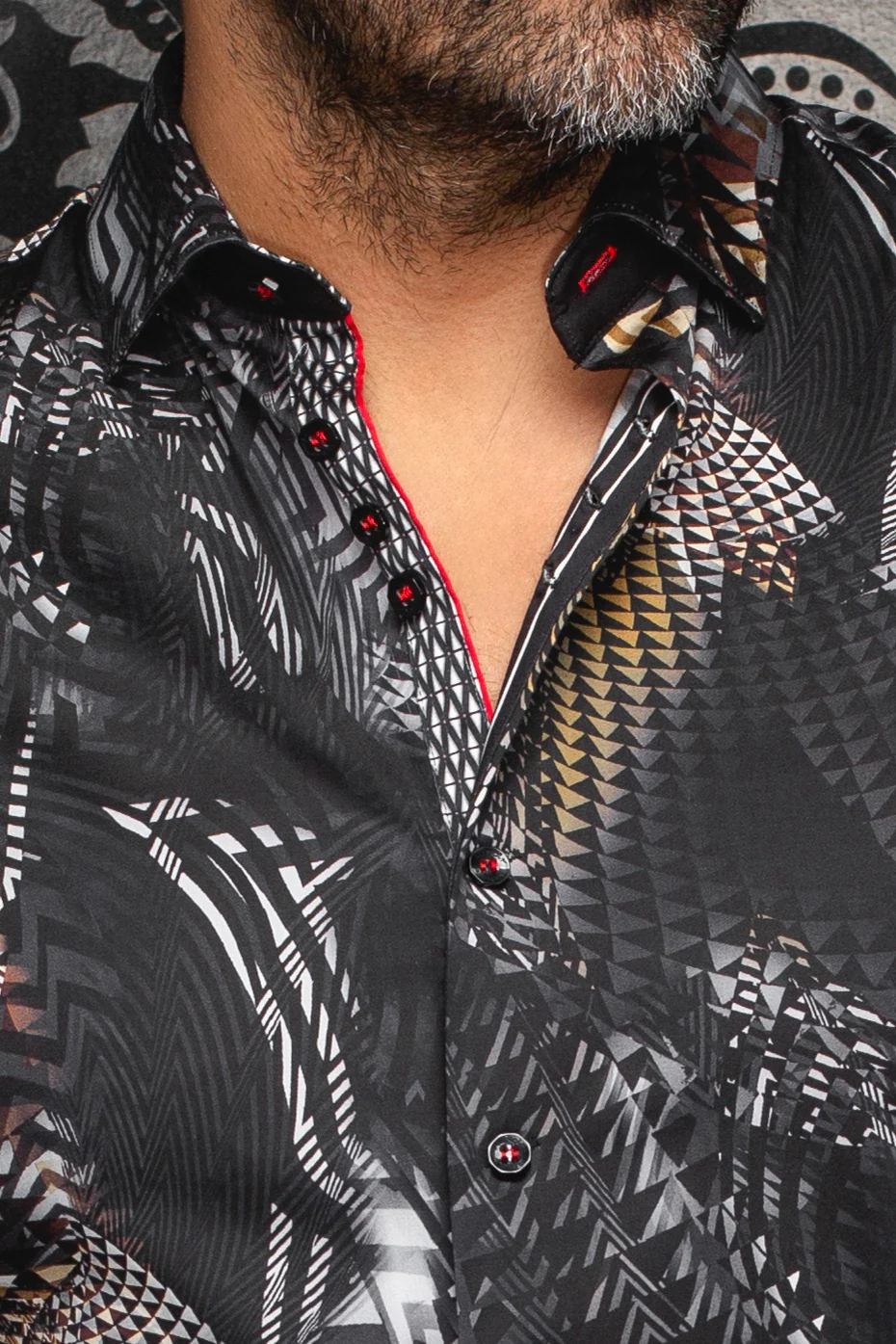 Men Au Noir Woven Shirt Groove Black/Gold - Image 2