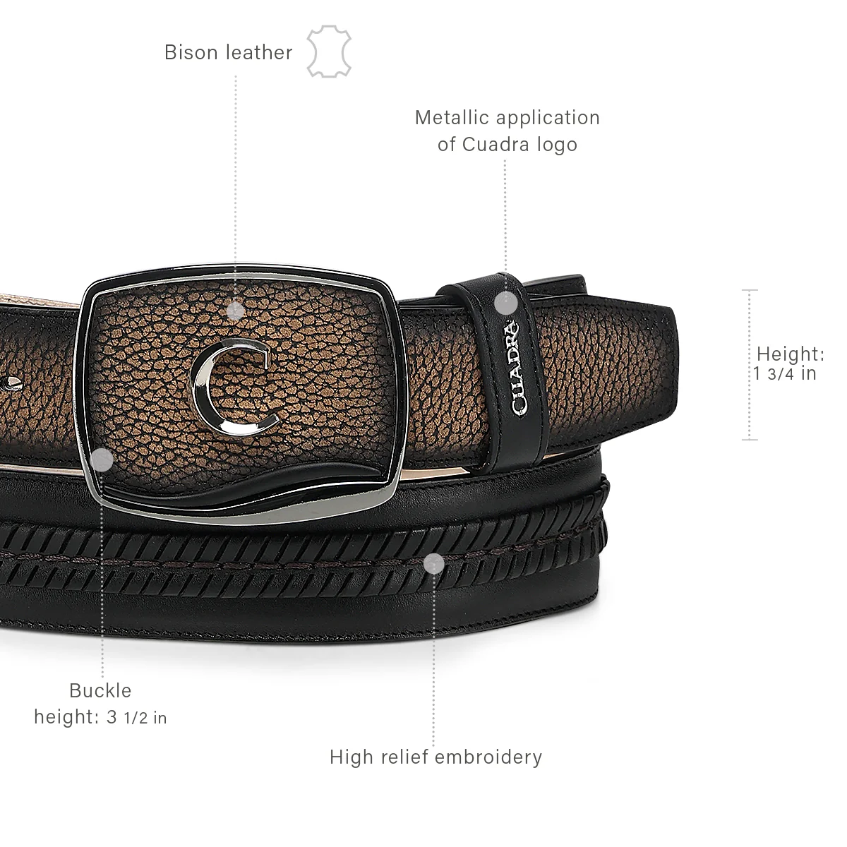 Men Cuadra American Bison Belt BC473 - Image 5