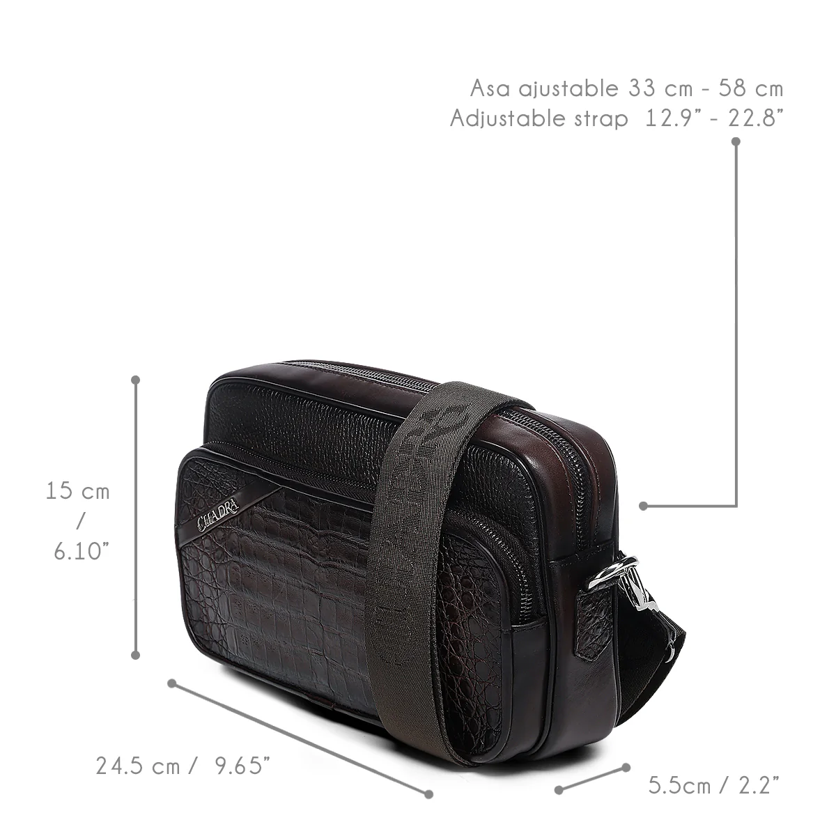 Men Cuadra Caiman Zipper Bag DU755 - Image 8