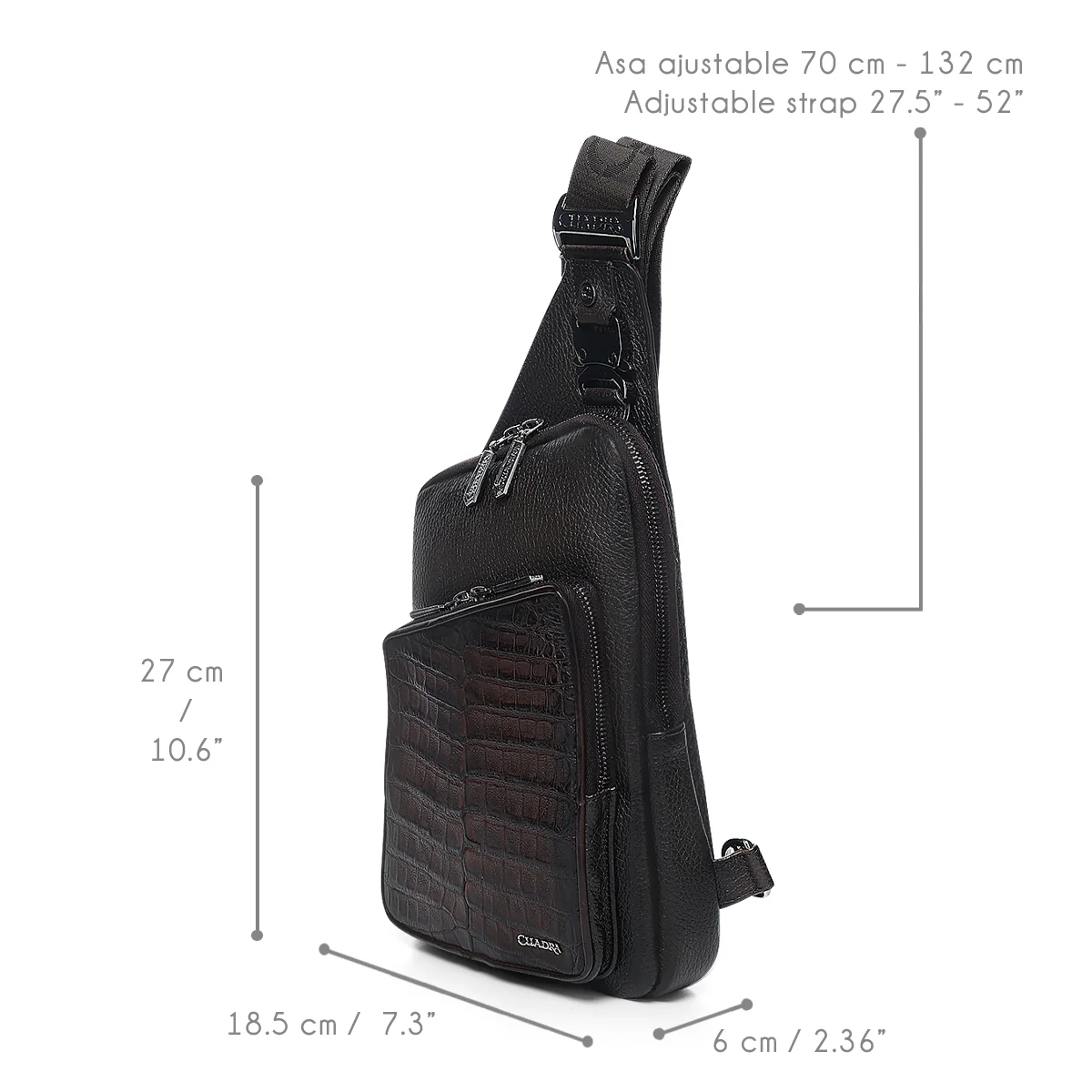 Men Cuadra Caiman Zipper Bag DU760 - Image 7