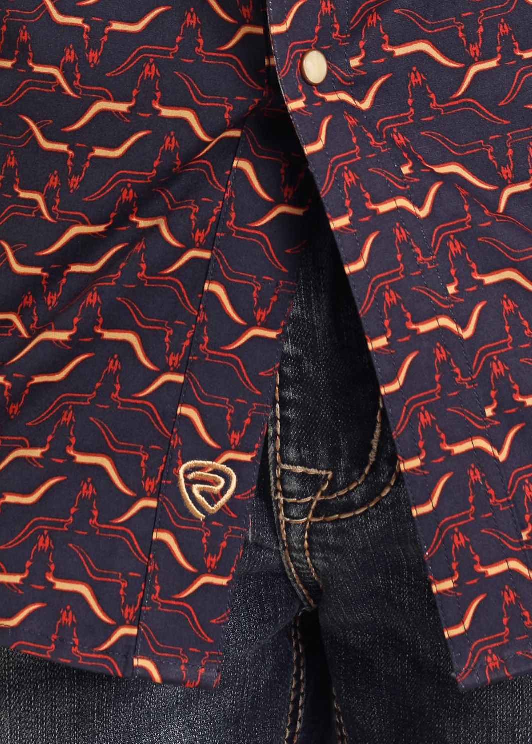 Men Rock&Roll Shirt Long Horn Burgundy BMN2S05458 - Image 2