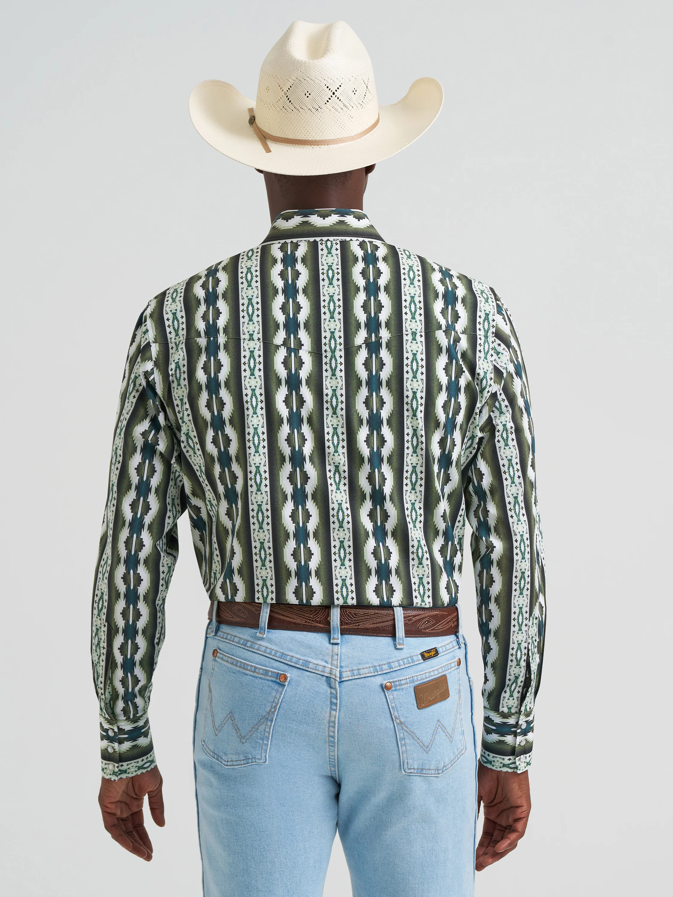 Men Wrangler Checotah Green Shirt 112379228 - Image 3