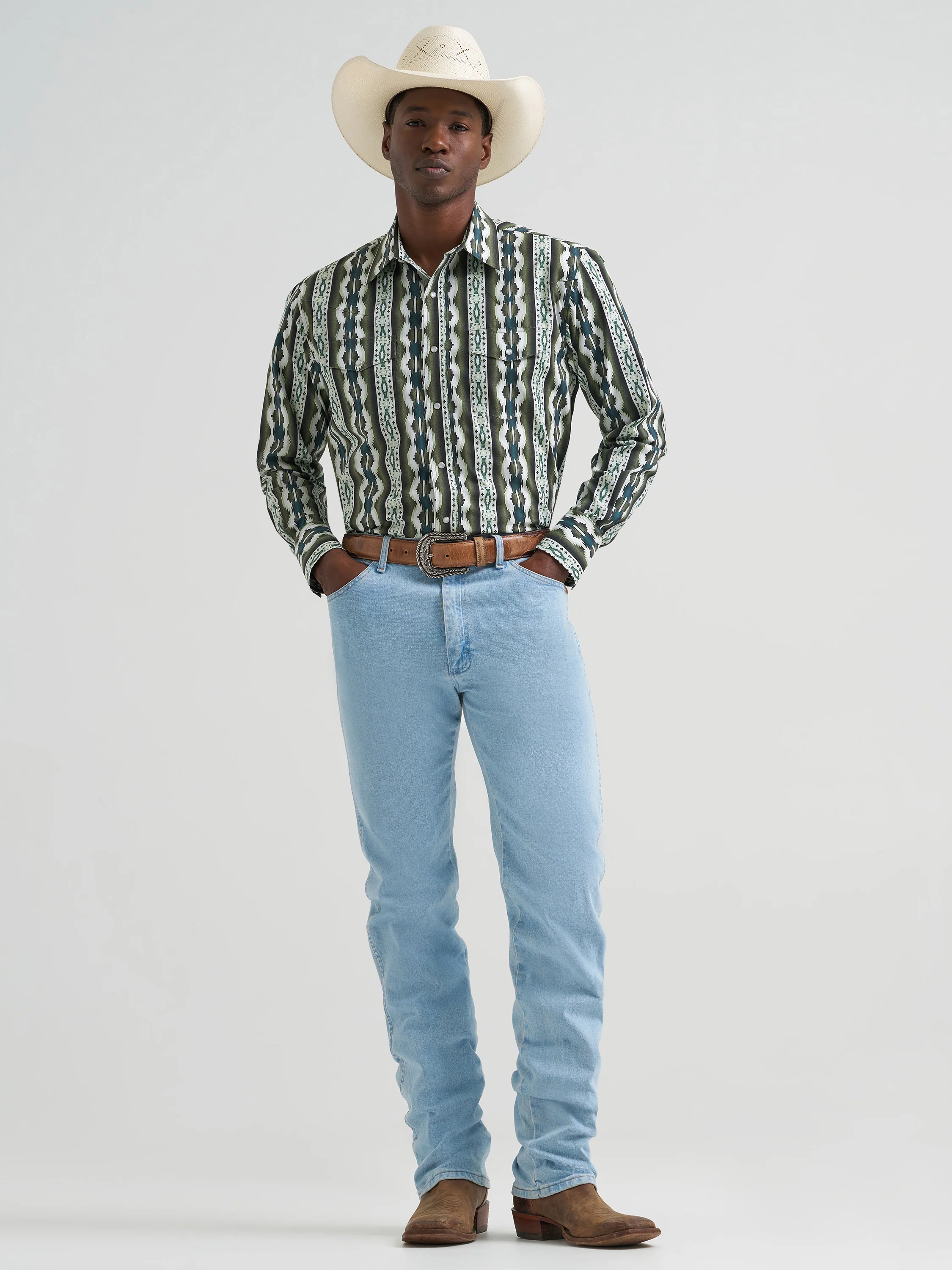 Men Wrangler Checotah Green Shirt 112379228 - Image 4