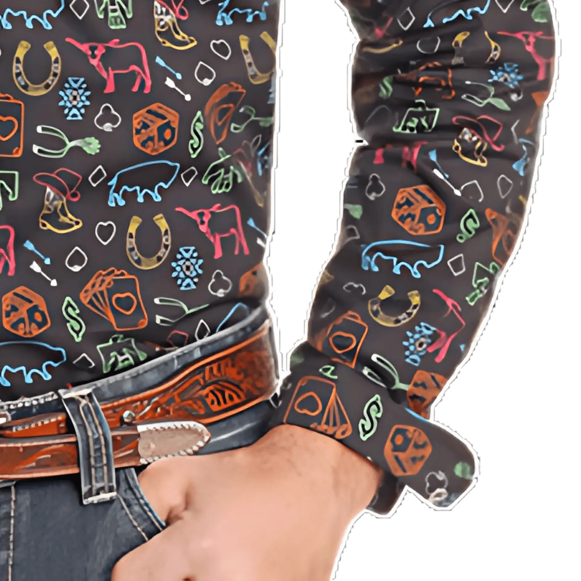 Panhandle Men's Neon Novelty Print Snap Shirt - RMN2S03847 - Image 3