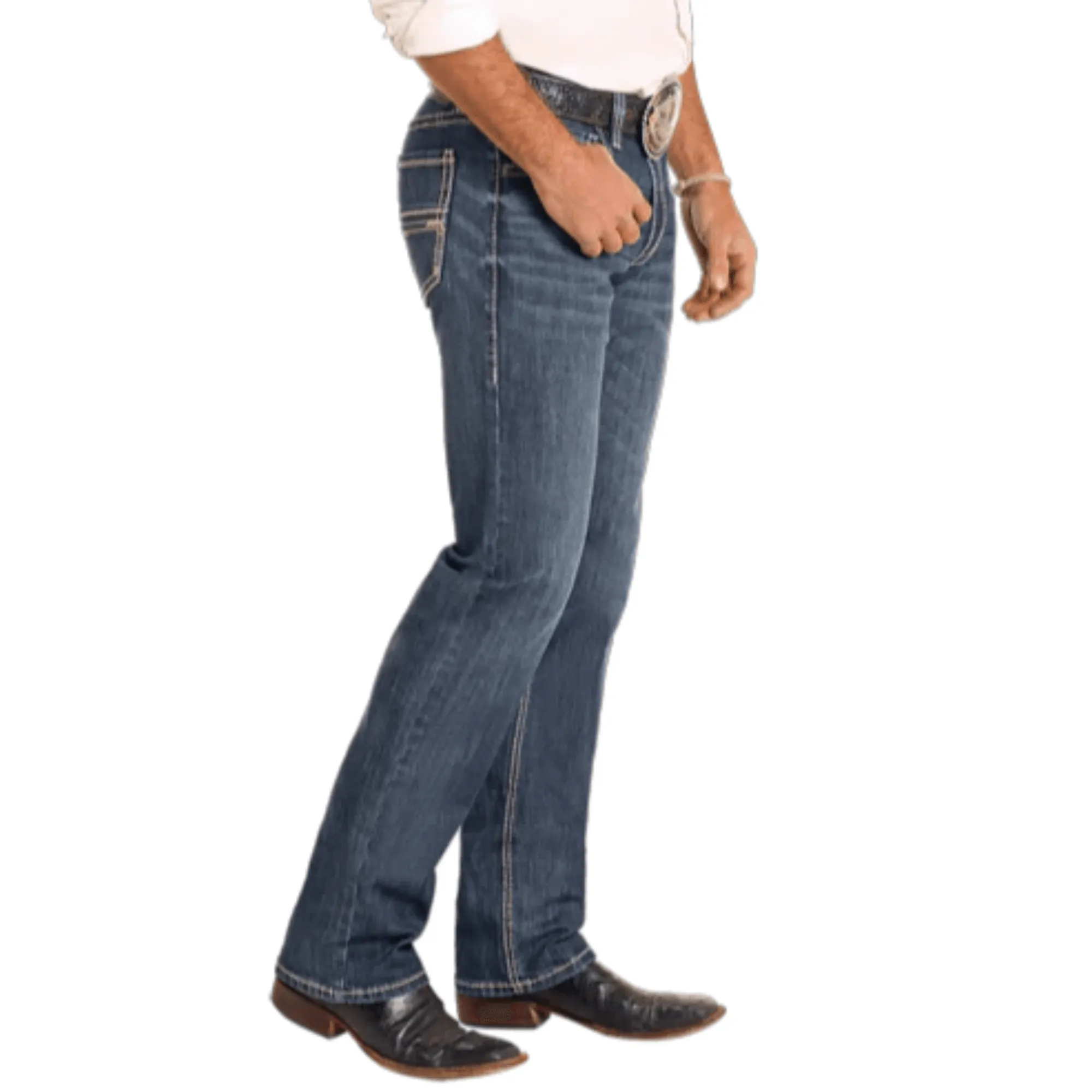 Slim Fit Raised Stitch Straight Leg Jeans - Men Rock&Roll Jean BM1RD04827 - Image 3