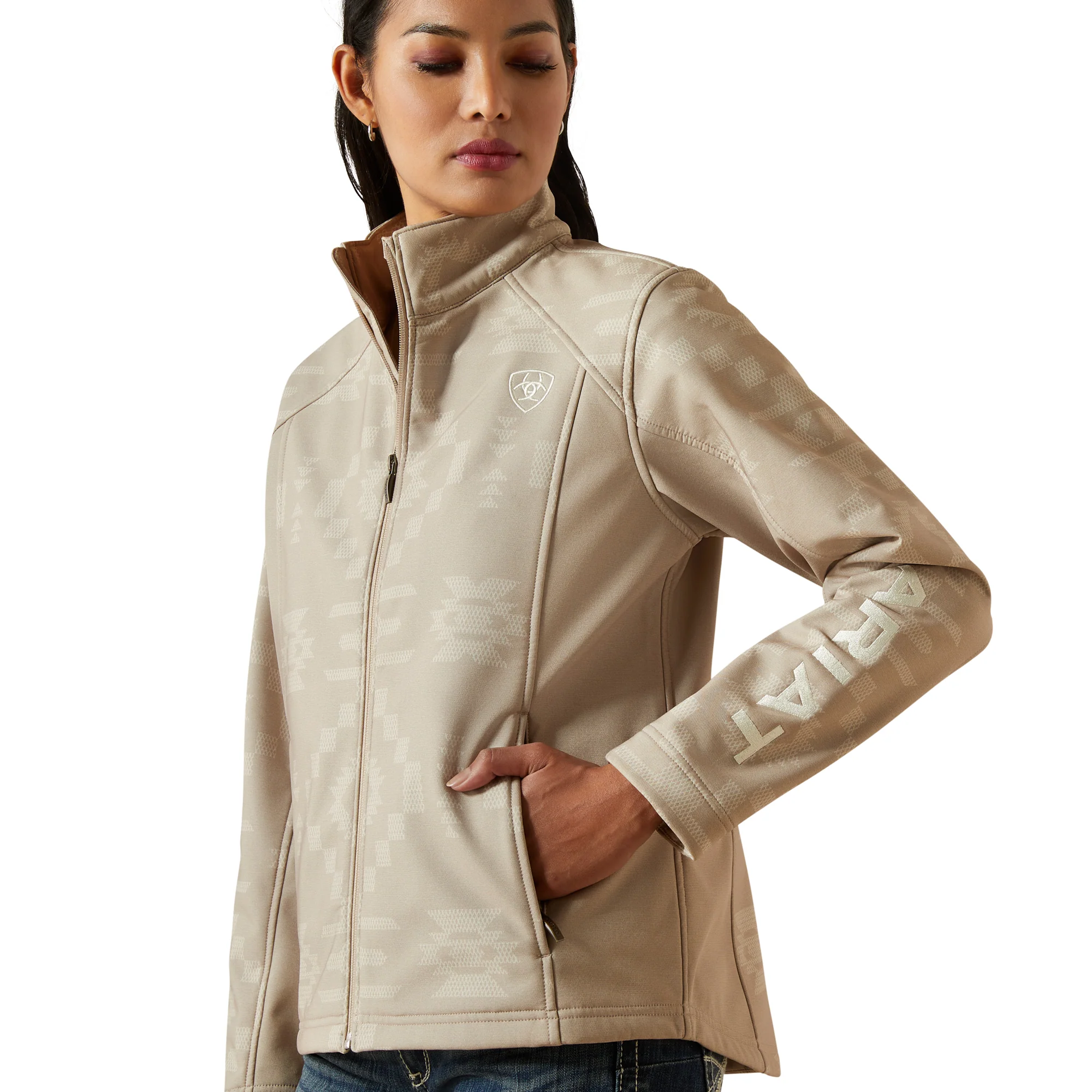 Women Ariat Jacket Logo Softshell Cross Stitch 10062212 - Image 2