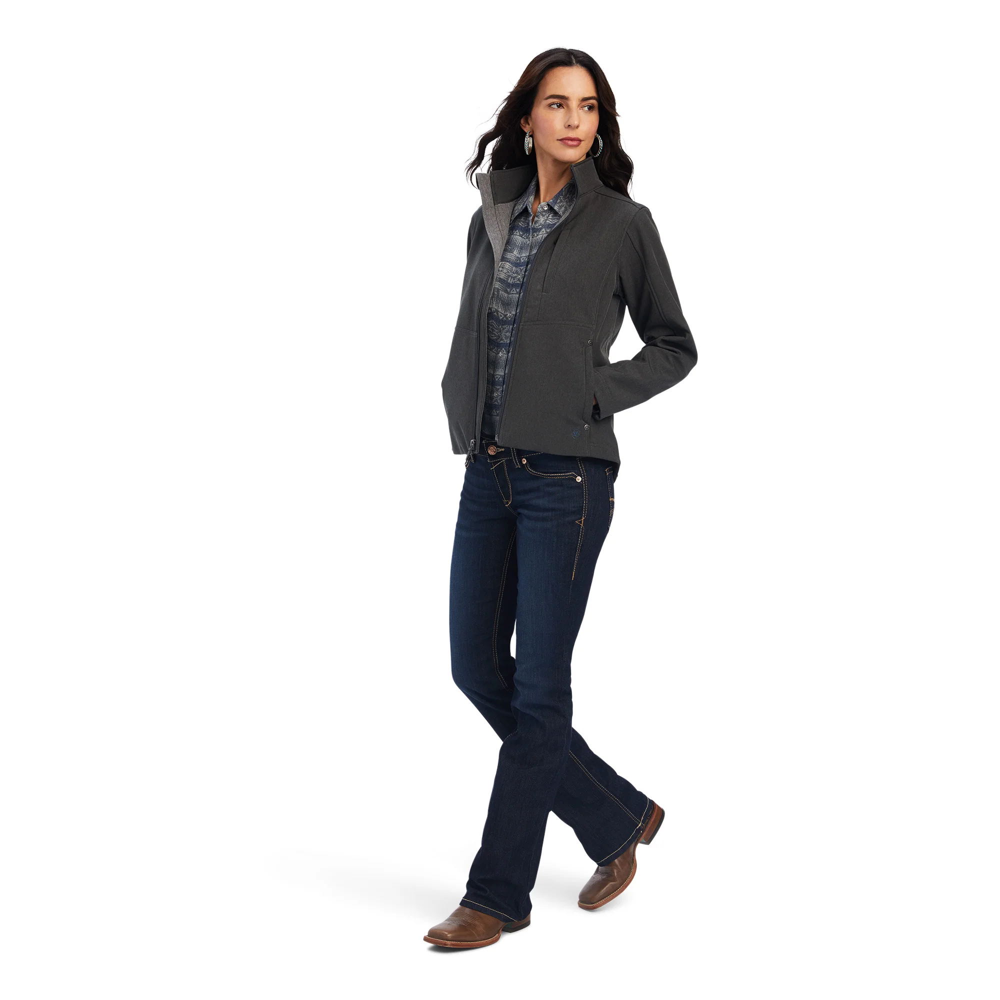 Women Ariat Softshell American Flag Jacket 10041438 - Image 3