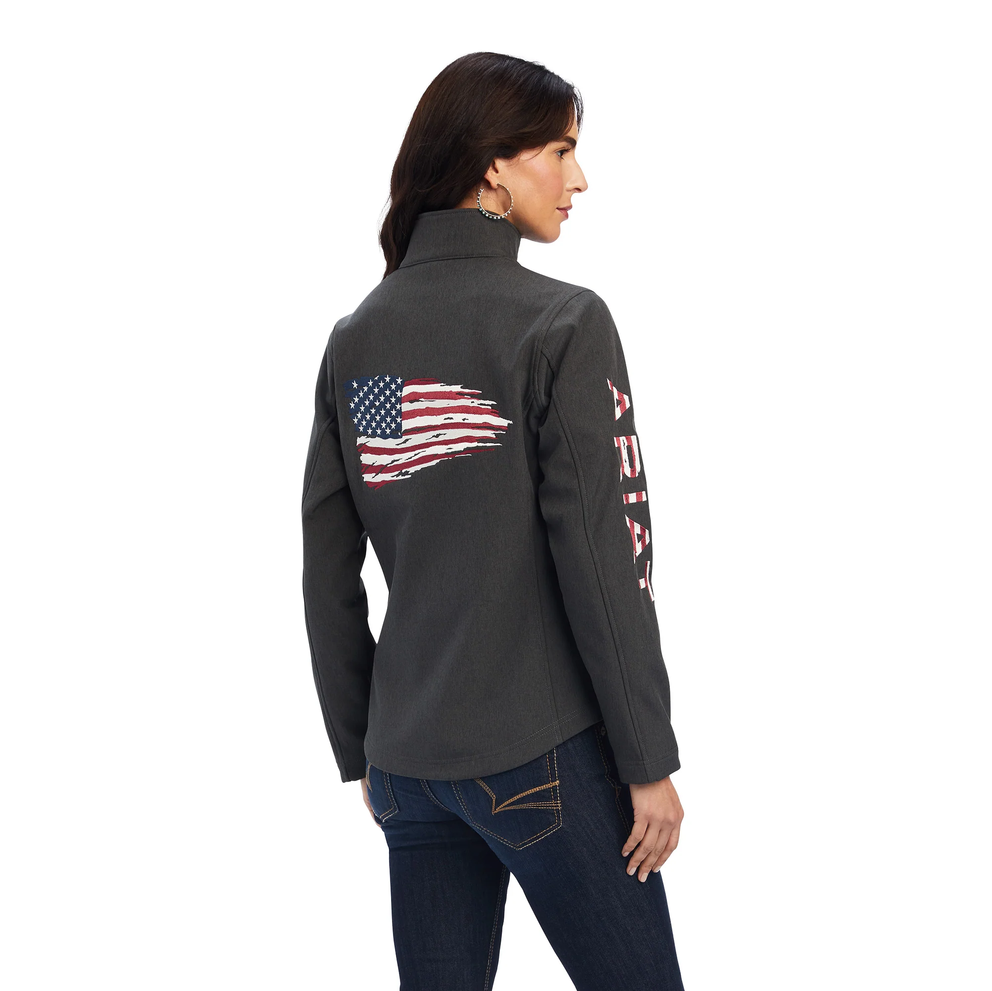 Women Ariat Softshell American Flag Jacket 10041438 - Image 4