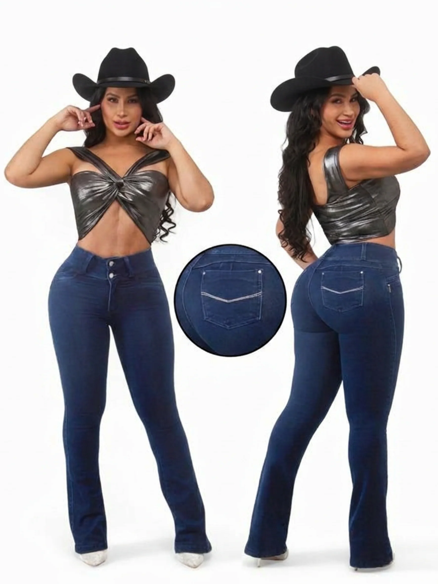 Women Black Jean BW-7254 B.A - Image 4