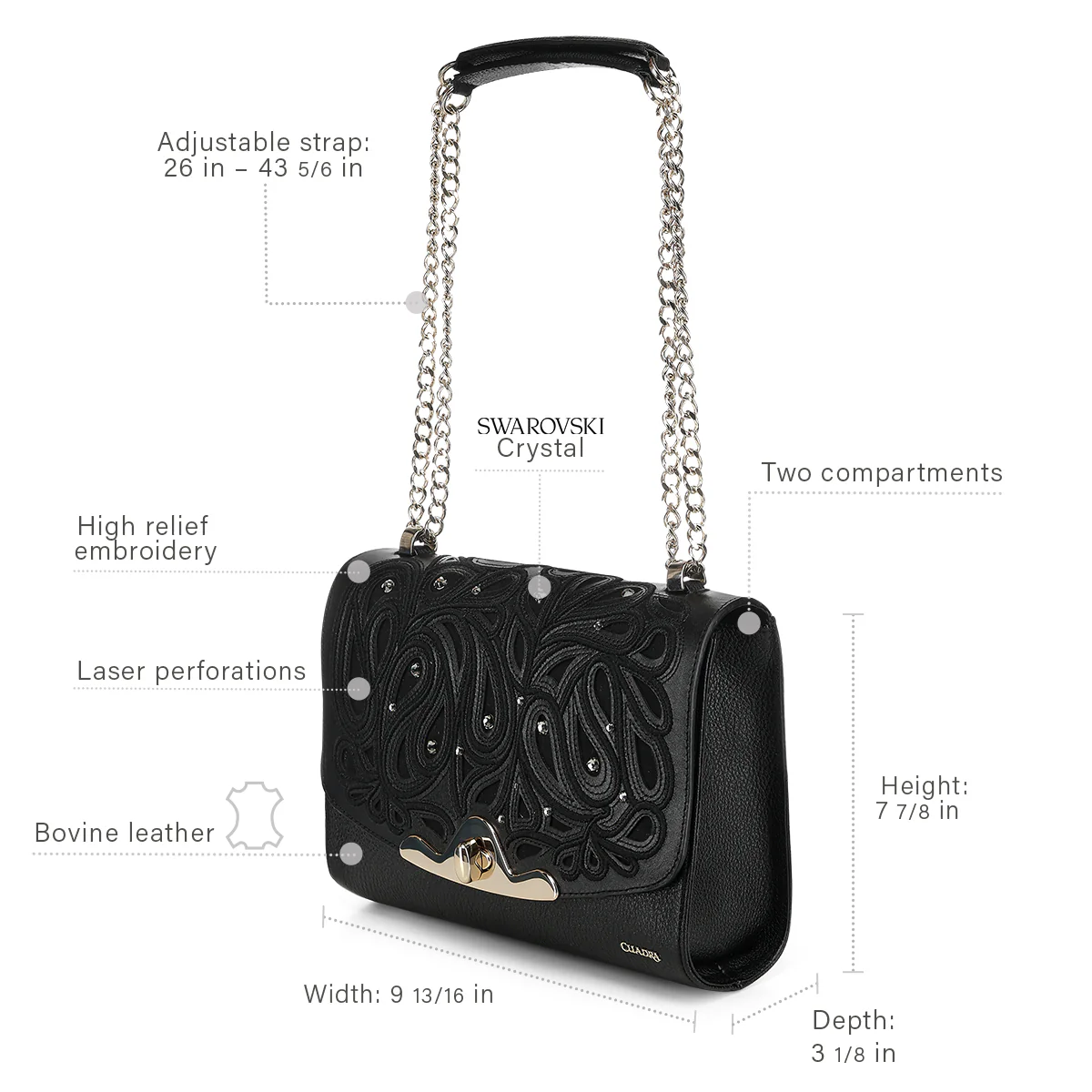 Women Cuadra Cowhide Bag DU822 - Image 8