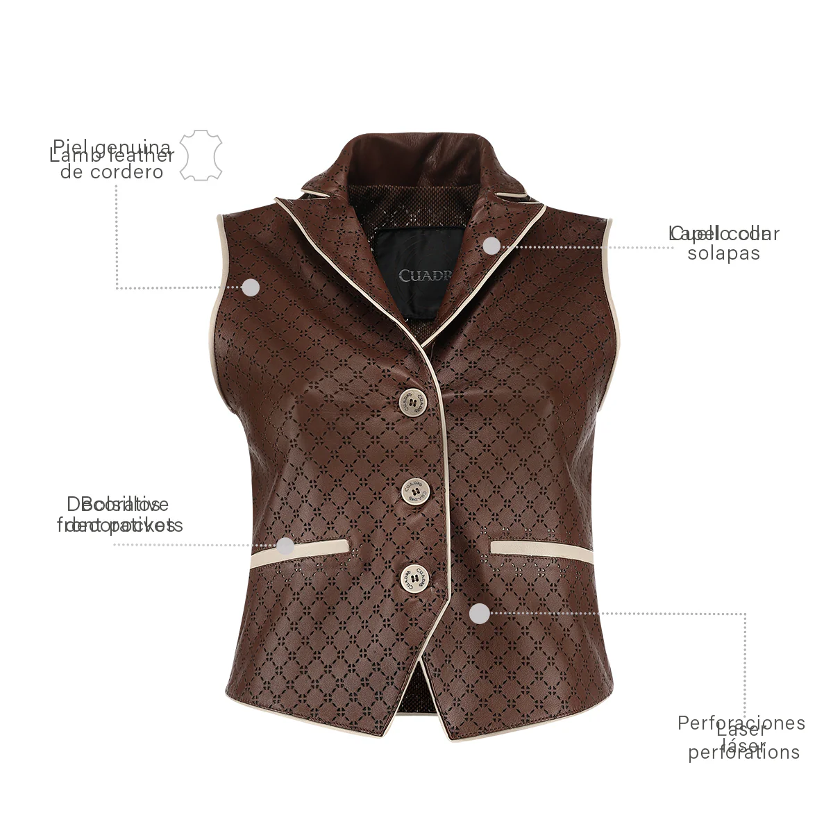 Women Cuadra Lamb Vest JC354 - Image 7