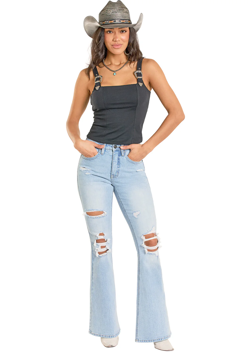 Women Rock&Roll Buckle Tank Black BW20T08084 - Image 2