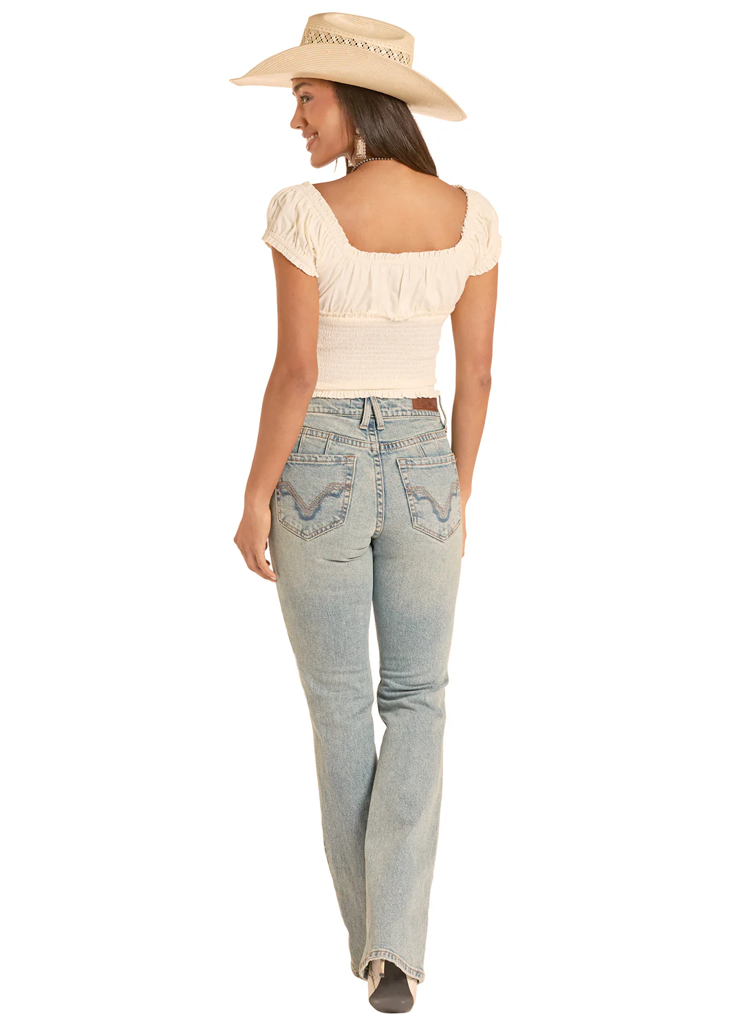 Women Rock&Roll sleeve Smocked Top BW51T08798 - Image 4