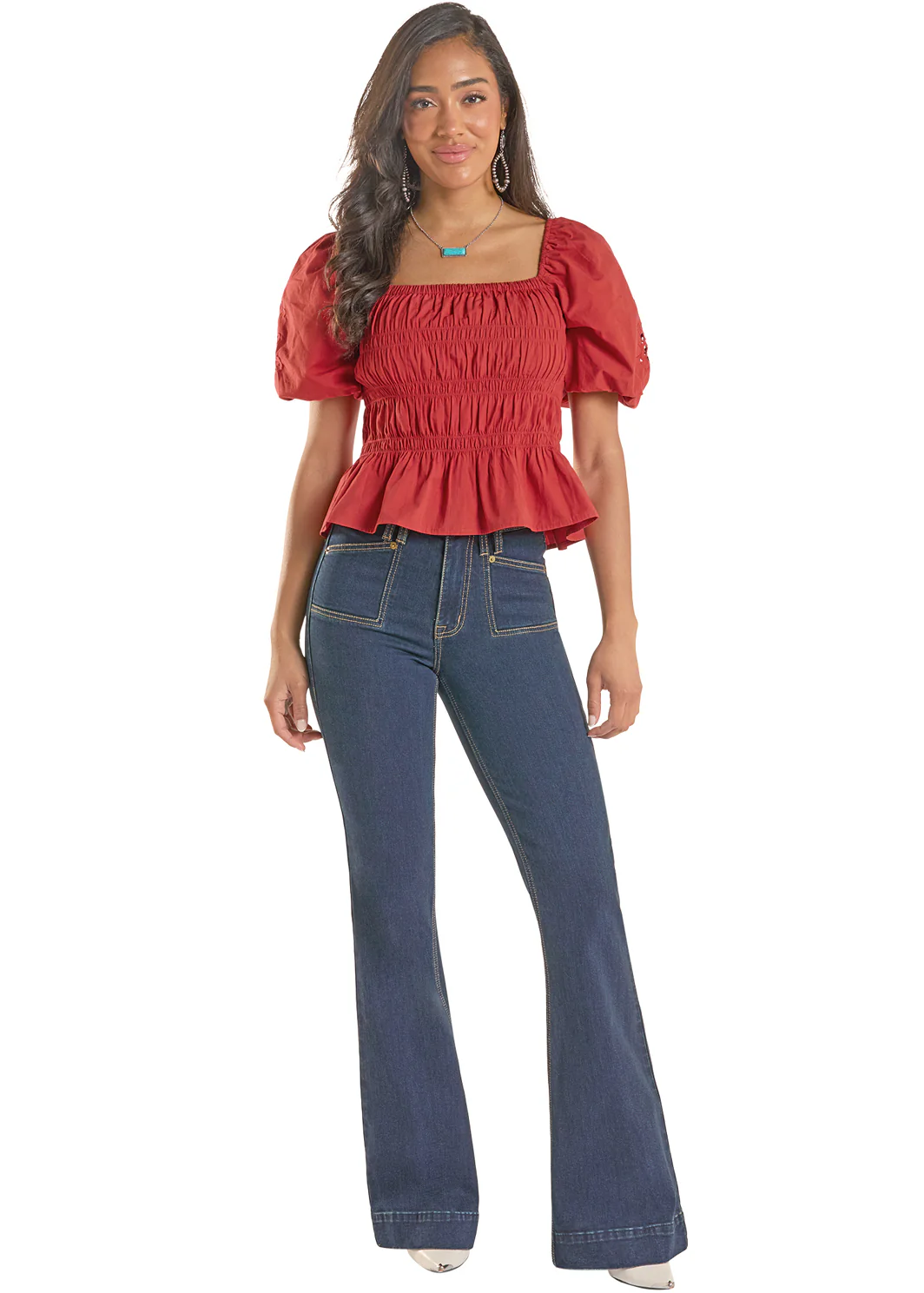 Women Rock&Roll Sleeve Top Red BW51T08779 - Image 3