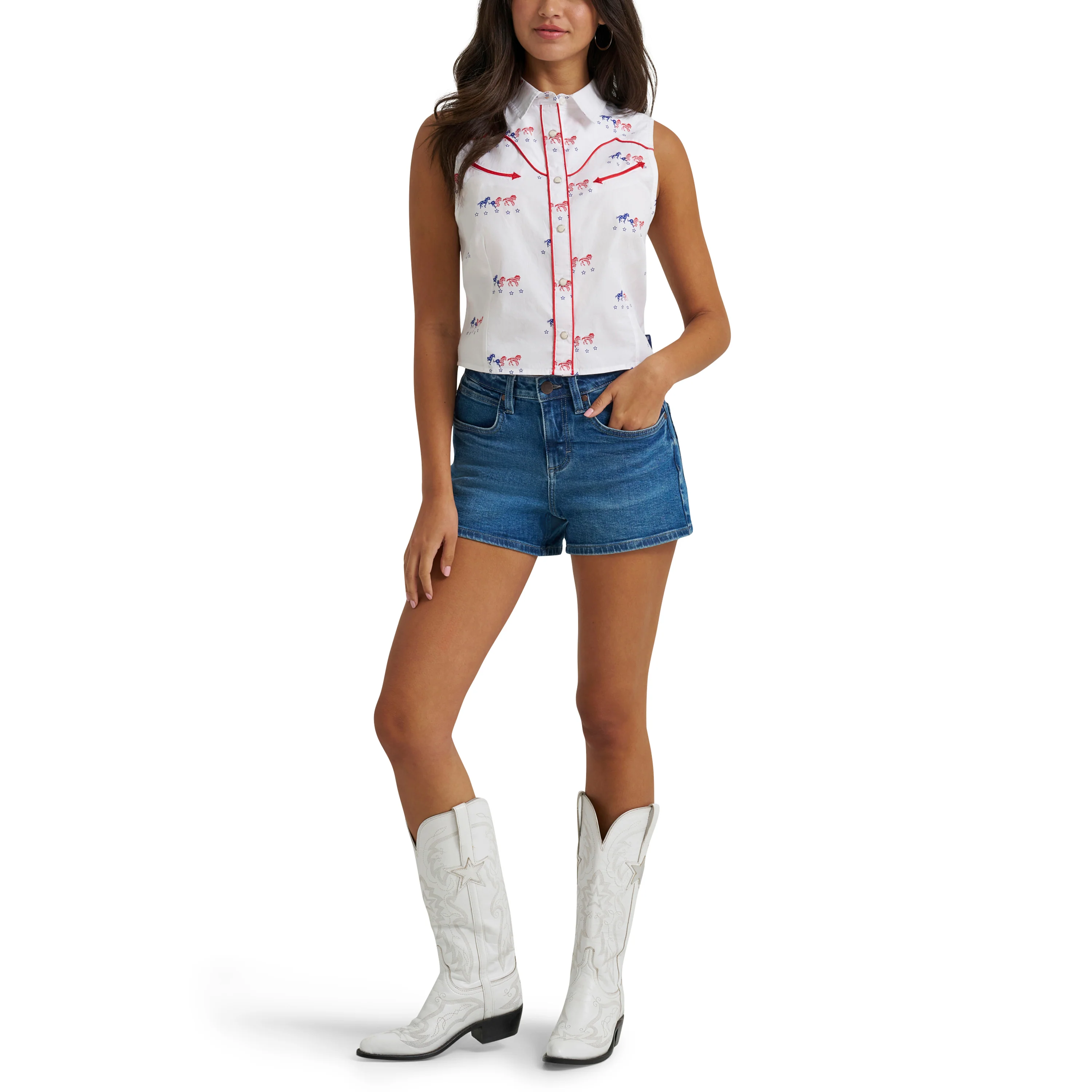 Women Wrangler SleeveLess Snap Shirt 112379496 - Image 5